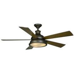 a ceiling fan with two blades and a light on the top one is turned off