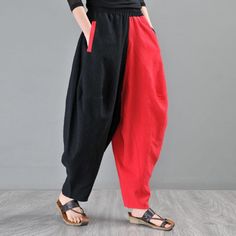 Comfortable, One of Kind. Harem online shop,|Street|Cotton Linen|Multi-Color|Full Length|Elastic|Harem|Female|Red|Purple Red|M|L|XL|Spring/Fall|Hand Wash Pinterest Women, Kappa Pants, Lantern Pants, Elephant Pants, Drop Crotch Pants, Harem Pants Women, Cotton Linen Pants, Red Lantern