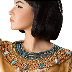 Embrace the allure of ancient Egypt with our Cleopatra Egyptian collar necklace. Inspired by the regal adornments of the legendary Queen, this exquisite piece exudes elegance and sophistication. Perfect for costume parties or adding a touch of royal splendor to any outfit. Cleopatra Accessories, Egyptian Headpiece, Snake Arm Cuff, Egyptian Cleopatra, Egyptian Collar, Cleopatra Necklace, Egyptian Necklace