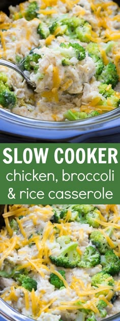 this slow cooker chicken, broccoli and rice casserole is the perfect dinner