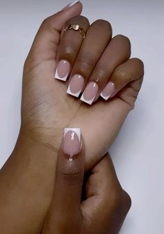 Classic Short French Nails, Shirt French Nails, Short Coffin French Tip, Classic French Tip Nails, Colorful French Tips, Classic Nail, Real Nails, Shape Nails