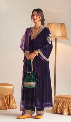 Fancy Decorations, Plazzo Suit, Fancy Scarf, Velvet Kurta, Velvet Dupatta, Kurta Sharara Set