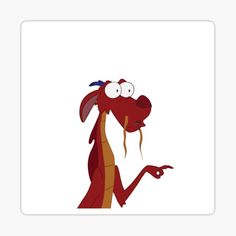 a red dragon with big eyes and long tail sticker on a white background,