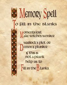 Karmic Spells, Memory Spell, Charmed Spells, Charmed Book Of Shadows