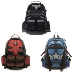 Marvels Deadpool Backpack Avengers Captain America Backpack knapsack Anime Cartoon schoolbag Outdoor Luggage Sets For Women, Deadpool Backpack, Batman Backpack, Work Cartoons, Backpack Outfit, Trendy Backpacks, Cartoon Bag, Outdoor Backpacks, Mens Travel Bag