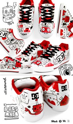 Drawing On Sneakers, Robot Invasion, Dc Sneakers, Vans Painted, Shoes Wallpaper, Air Force Shoes