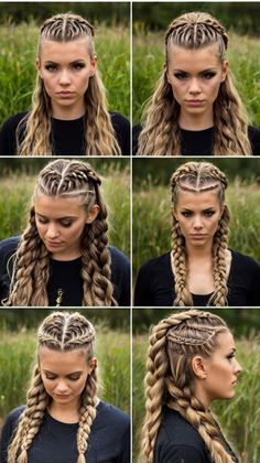 Rock Your how to do viking braids hairstyles: Styles for Rope Braids ☀️ Viking Braid Wedding Hair, Long Hair Viking Style, Wolf Braids, Viking Hairstyles Women, Viking Diy, Starburst Braid, Braids Viking, Braid Hairstyles For Long Hair