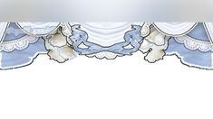 a blue and white border with flowers on it