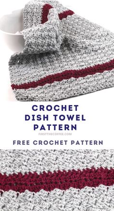 Free crochet dishtowel pattern. Crochet Dish Towel Pattern, Crochet Dishtowel, Crocheted Towels, Kitchen Potholders, Coffee Crochet, Quick Crochet Projects