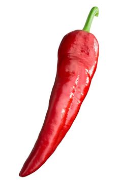 a red hot pepper is shown against a white background with clippings to the side