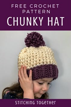 Chunky Yarn Crochet Hat, Chunky Wool Crochet, Crochet Olive, Crochet Hat Pattern Free, Crochet Hat Free Pattern, Crocheted Beanies, Plaid Hat