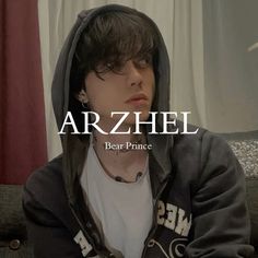 a person sitting on a couch with a hoodie over their head and the words, arzhel bear prince