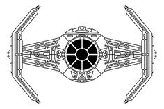 a black and white line drawing of a star wars tie from the force awake series