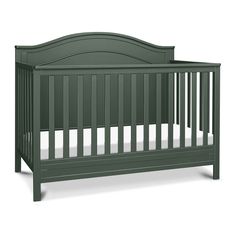 The DaVinci Charlie 4-in-1 Convertible Crib in -- Color_Forest Green Arched Crib, Green Crib Nursery, Leo Nursery, Sage Green Crib, Green Crib, Crib To Toddler Bed, Matching Dressers, 4 In 1 Crib, Arched Headboard