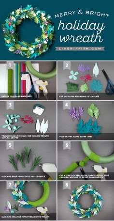 instructions to make a wreath with paper flowers