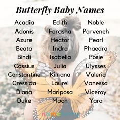 Butterfly baby names — click through for more! #babynames #butterflies #uniquenames #girlnames Names Meaning Butterfly, Butterfly Names, Names Writing, Rules For Kids, Names Baby, Dad Advice, Butterfly Species