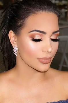 Amazing Wedding Makeup, Wedding Makeup For Brunettes, Silver Bridal Jewellery, Rose Gold Wedding Jewelry, Silver Bridal Earrings, Brunette Makeup, Wedding Makeup Tips, Crystal Wedding Jewelry