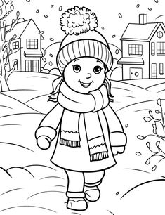 a girl in winter clothes walking through the snow