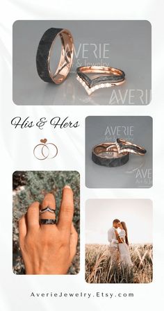 wedding rings and their names are shown in this brochure, with the same image as