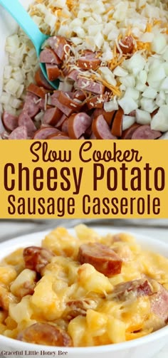 this slow cooker cheesy potato sausage casserole is an easy and delicious side dish