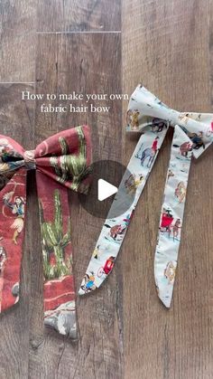 two bow ties with the words how to make your own fabric hair bows on them