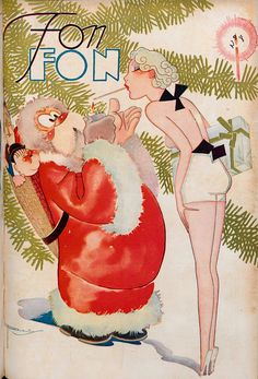 an old fashion magazine cover with santa claus