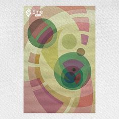 an abstract painting with circles and dots on it's paper background, in shades of pink, green, yellow and orange