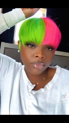 Lime Green Bob Black Women, Lime Green Hair Black Women, Lime Green Wig Black Women, Neon Green Lace Front Wig, Neon Green Wig, Hair Dye Brands, Black Girls Hairstyles Weave, Short Quick Weave Hairstyles