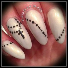 Rosary nails Rosary Nails, Cross Nail Art, Cross Nails, Dot Nail Art, Happy Nails, Young Nails, Dots Nails, Nails Only, Cute Nail Art