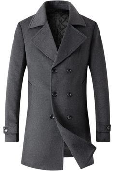 About this item

Recommend hand wash or dry clean
Men's wool coat in classic fit, featuring notch lapel and double breasted button down placket, never out of date basic design
This coat is quilted with cotton for added warmth which can protect your coldness in cold weather, long sleeve with buttoned cuff, 2 side-entry hand pockets, 2 inner pockets for safe storage
Made of high quality and windproof woolen fabric, solid color: dark grey/ black/ camel/ navy blue available; Perfect dress coat for daily life, leisure wear, office, school, going out, dinner, host, etc. you can match with sweater and sweatshirt in your wardrobe Men Peacoat, Batik Model, Double Breasted Overcoat, Gentleman's Wardrobe, Plaid Sleeve, Coat Men, Long Trench