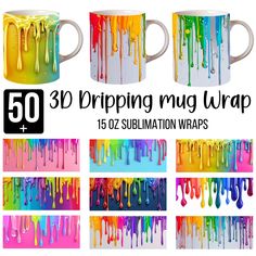 30 driping mug wrappers with different colors