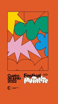 an orange poster with the words quato festival 2012 written in white and blue on it