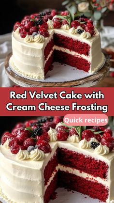 Looking for the perfect Red Velvet Cake recipe? This easy, moist, and flavorful cake features the classic red velvet flavor complemented by a tangy cream cheese frosting. Made with a rich blend of buttermilk, cocoa powder, and a touch of vanilla extract, this cake is soft, fluffy, and perfect for special occasions like birthdays, weddings, and holidays. Whether you’re making it for a Valentine’s Day treat or a festive celebration, this cake is sure to impress your guests with its vibrant color and indulgent taste. Plus, with simple ingredients like buttermilk, egg, and vegetable oil, you can easily recreate this moist red velvet cake in your own kitchen. Double Layer Red Velvet Cake, Red Velvet Cake Pictures, Red Velvet Cake 6 Inch, Easy 3 Layer Cake Recipes, Trisha Yearwood Red Velvet Cake, Red Velvet Cakes Birthday, Simple Red Velvet Cake Recipe, Red Velvet Cake Recipe No Buttermilk, Ina Garten Red Velvet Cake