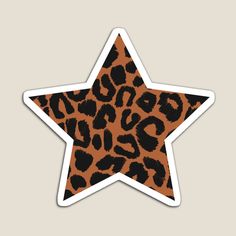 an animal print star sticker with the word leopard on it in black and brown