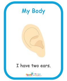 an ear with the words'my body i have two ears'in blue frame