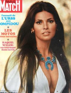 a magazine cover with a woman wearing a necklace on top of her head and long hair