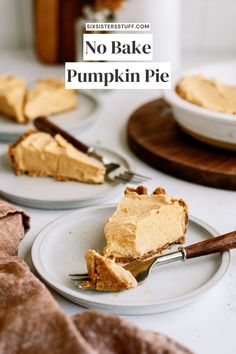 no bake pumpkin pie on a plate with a fork