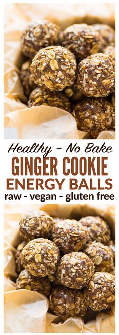 healthy no bake ginger cookie energy balls recipe with raw vegan gluen free ingredients