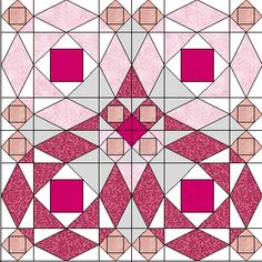 a pink and white pattern with squares on the bottom, in shades of gray and pink