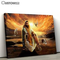 Walking With Jesus White Dove Sunset Canvas Art - Bible Verse Wall Art - Wall Decor Christian Give Me Your Hand, Walking With Jesus, Jesus Wall Art, Christian Canvas, Pictures Of Christ, Divine Beauty, White Dove, Art Bible, Jesus Christus