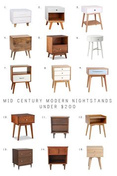 the mid century modern nightstands under $ 200 are made from wood and painted white