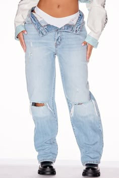 Available In Light Blue Wash. Available In Petite 28" Inseam, Regular 31" Inseam, & Tall 34" Inseam Straight Leg Jean Non Stretch 12" High Rise 5 Pockets 4 Hidden Button Closure Distressed Disclaimer: Due To The Specialized Wash & Distressing Process, Each Garment Is Unique 99% Cotton 1% Spandex Imported | Petite As You Please Ripped Straight Leg Jeans in Light Blue Wash size 11 by Fashion Nova Light Ripped Jeans Outfit, Light Blue Ripped Jeans Outfit, Blue Ripped Jeans Outfit, Light Ripped Jeans, Light Blue Ripped Jeans, Ripped Straight Leg Jeans, Cute Ripped Jeans, Blue Baggy Jeans, Ripped Jeans Outfit