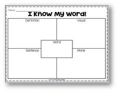 i know my word worksheet with the words and pictures below it in black and white