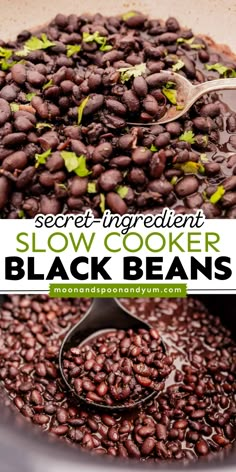 This slow cooker black beans recipe is definitely one of our favorite “set it and forget it” dishes in the kitchen! Forget about slaving away while cooking beans at the stovetop. Using a slow cooker can easily turn your dried beans into something that’s flavor-packed, tender, and comforting! Black Bean Slow Cooker, Dried Black Beans Slow Cooker, Cooking Dried Black Beans, Cooking Dried Beans In Crockpot, Recipes Using Dried Black Beans, Black Bean Slow Cooker Recipes, Bean Mix Recipe, What To Make With Black Beans, How To Make Black Beans