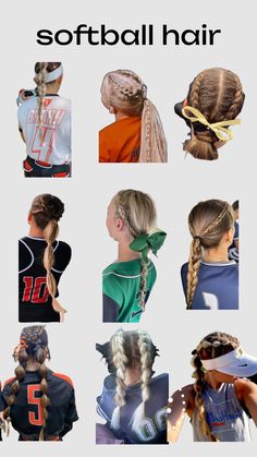 #softball Softball Braids, Easy Easter Hairstyles, Soccer Hair, Preppy Hairstyles, Competition Hair, Hairstyle Examples, Easy Hairstyles For Thick Hair