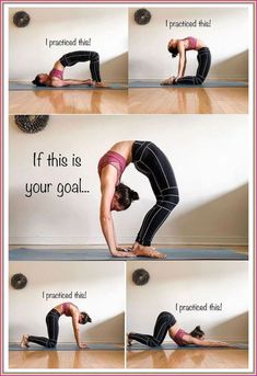 a woman is doing yoga poses on the floor with words above her and below her