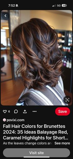 Fall Hair Color For Brunettes, Brunette Color, Caramel Highlights, Fall Hair Colors, Brunette Hair Color, Fall Hair, Color Change, Balayage, Hair Color