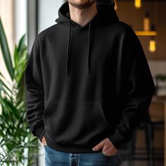 Black Hoodie For Men, Plain Hoodie Sweatshirt For Streetwear, Sporty Plain Hoodie For Streetwear, Hooded Hoodie For Streetwear, Hooded Streetwear Hoodie, Plain Hooded Hoodie For Streetwear, Crew Neck Hoodie For Streetwear, Plain Crew Neck Hoodie For Streetwear, Black Hoodies Men