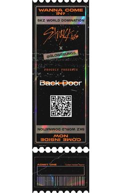 the back door ticket for an event with a qr code on it's side