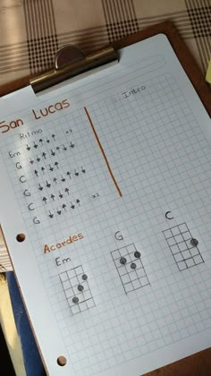 a sheet of paper that has some writing on it with the words san lucas written in spanish